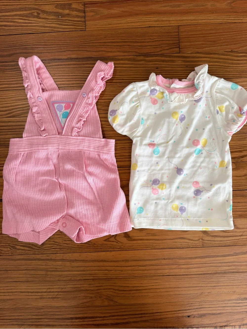 Vintage 1980’s - 90’s Carters Baby Balloon Overalls + Shirt Made in USA